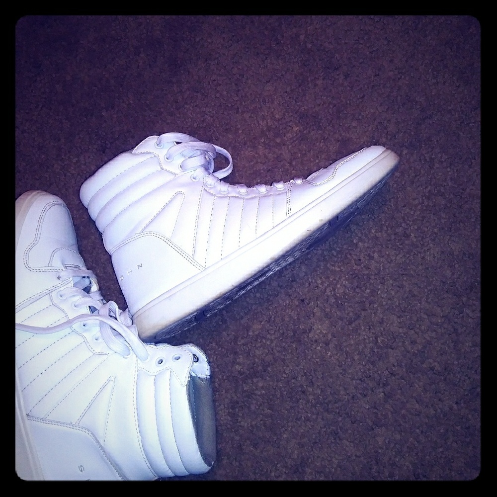 white high top Sean John sneakers